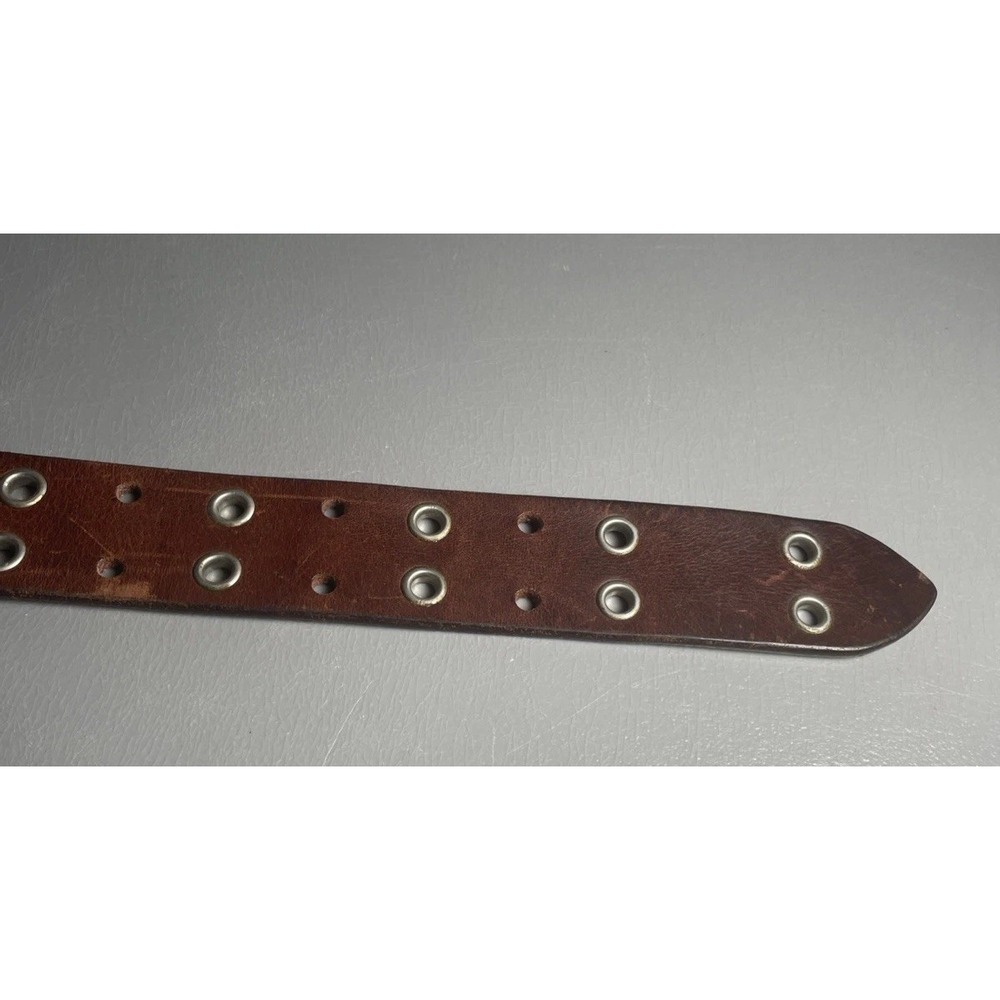 Aeropostale Studded Brown Leather Double Prong 9916 Belt Size L - Picture 6 of 13